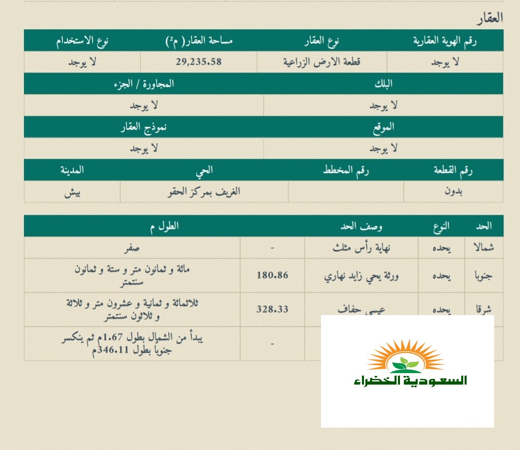 اراضي للبيع بصك زراعي جازان الحقو 0502761647