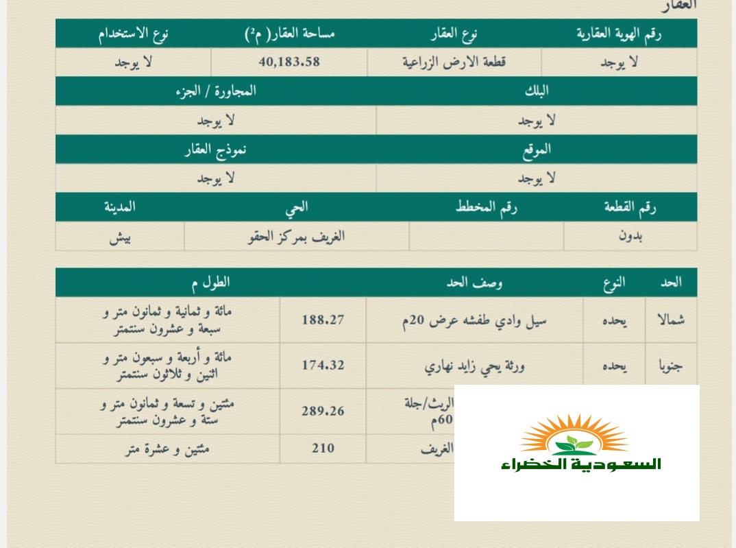 اراضي للبيع بصك زراعي جازان الحقو 0502761647